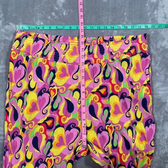 Lucy Yak Pink Hearts Psyc Crop Top 20 Pants XL 70s Groovy Retro Stretch Funky - Picture 13 of 15